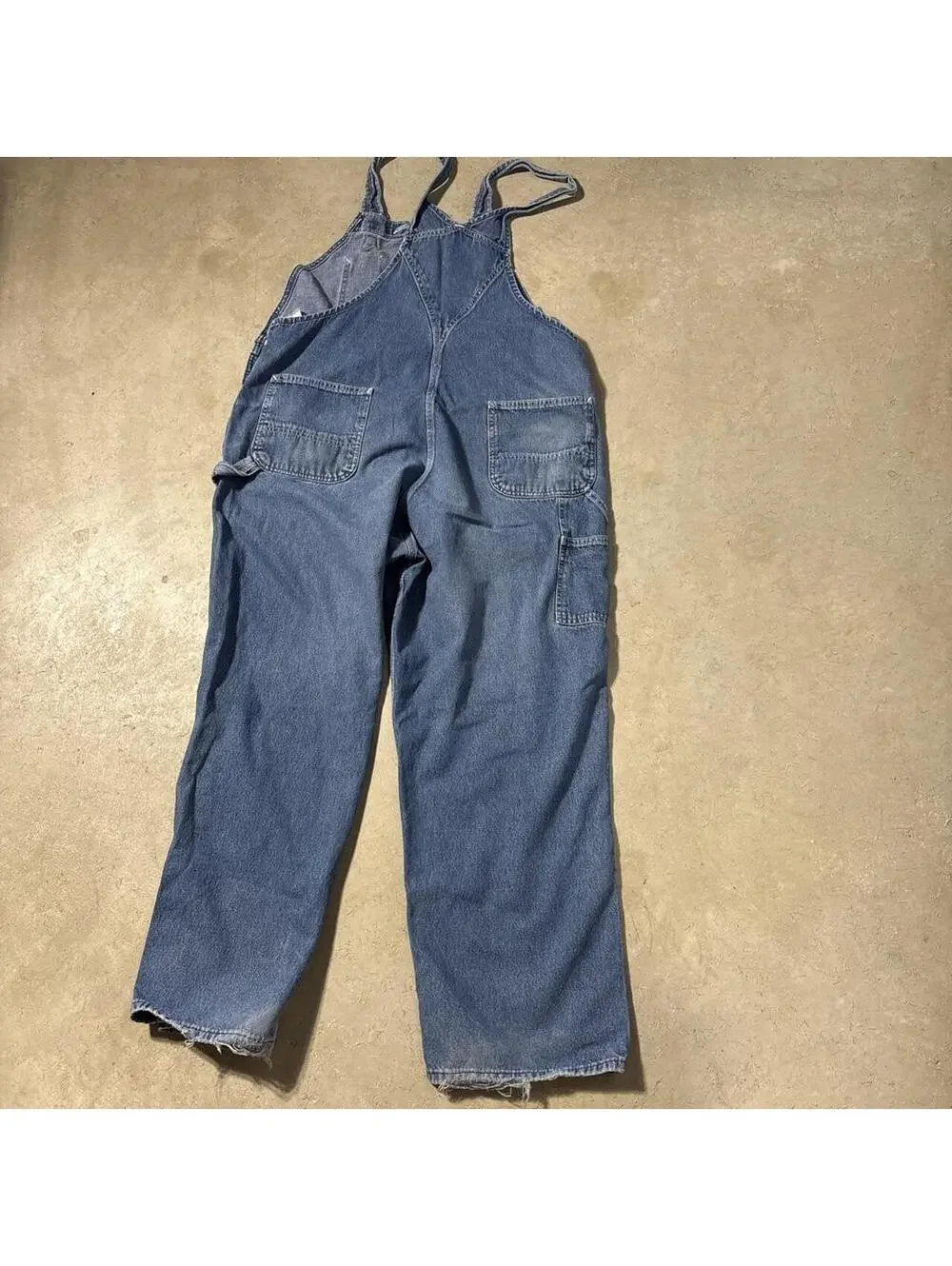 Vintage Y2K Carhartt Denim Bib Overalls Distressed Blue Mens 42x30